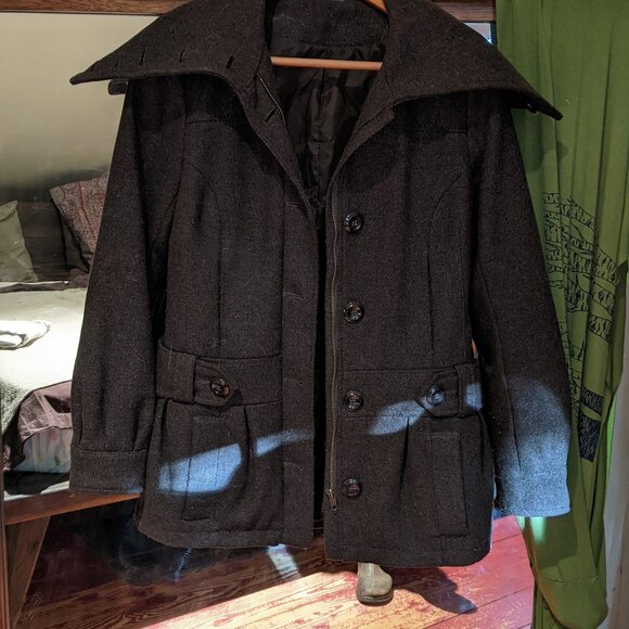 H & M Divided brown wool blend winter coat - Picture 5 of 5